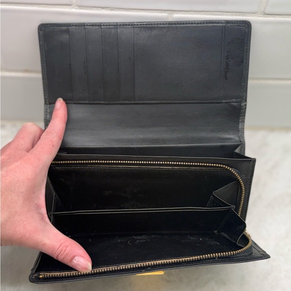 YVES SAINT LAURENT Vintage Black Leather Long Bifold Wallet/Clutch - Picture 14 of 16